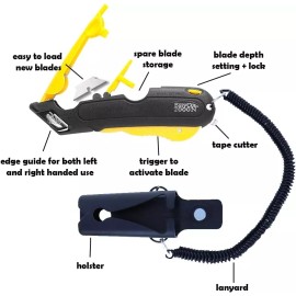 Easy Box Cutter 2000 Yellow with 10 Blades, Durable and Safe