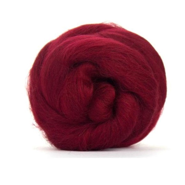 Merino Wool Fibers, 50 g, Cherry Red Spun Colour, Needle Felted and Hand Knitting.