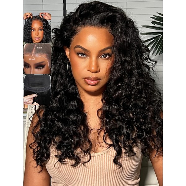 KLAIYI Water Wave Pre Everything Glueless 13x4 Lace Front Wigs