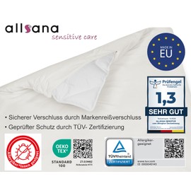 Allsana Allergy Sufferers Duvet Cover 100 x 135 cm for Children's Duvet Allergy Bed Linen Mite Protection for House Dust Allergy Sufferers Allergy Proof Intermediate Cover for Duvet TÜV Tested