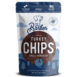 Beg & Barker Turkey Chips for Dogs (8 Ounce, Pack of 1) - Single Ingredient Dog Treats Made for Large & Small Dogs Protein Human Grade Dog Treats Made from Real Meat Turkey, Made in USA