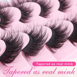 Wispy Lashes Fluffy False Eyelashes 3D Faux Mink Lashes Cat Eye Lashes Natural Look 16MM Thin Band Fake Lashes Pestañas Postizas Naturales 7 Pairs Pack