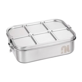 nicelock Children's Lunch Box with Compartments, 1500 ml, Stainless Steel Lunch Box, Leak-Proof, Bento Box for Children and Adults, Fixed Divider and 2 Compartments
