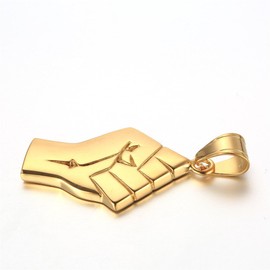 PAURO Stainless Steel Vintage Champion Fist Gold Pendant Without Titanium Chain Mens Necklace for Promise Engagement