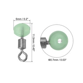 PATIKIL 0.45"x0.2" Cross-Line Fishing Swivels & Bead, 10Pcs Glow in the Dark T Shape Pulley Slide Rig Rolling Swivels Fishing Hooks Connector Terminal Tackle, Pale Green