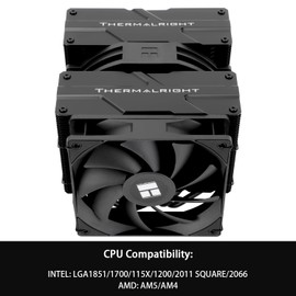 Thermalright Peerless Assassin 140 Black CPU Air Cooler, 6 Heat Pipes Heatsink Dual Towers Cooler, Dual PWM Fans with 1500RPM Speed, Desktop CPU Cooler for Intel 1700/1851/1150/1151/1200;AM4/AM5