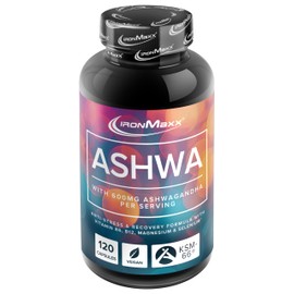 IronMaxx Ashwagandha - 120 Capsules | 600mg KSM-66® per Daily Dose | Anti-Stress & Recovery Formula with Vitamin B6 & B12 | with Magnesium & Selenium | Vegan