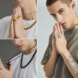 Skull Cross Necklace Black Stainless Steel Gothic Necklace Punk Jewelry for Men Women