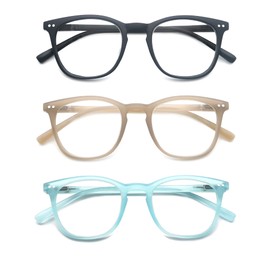 MODFANS Women Reading Glasses Men Matte Readers,Lightweight Glossy Frame Flexible Spring Hinge Stylish Eyeglasses with Pouch/Cloth