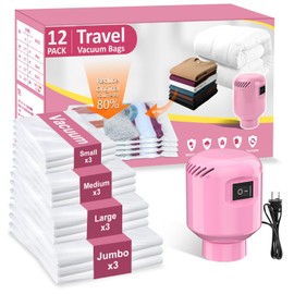 Vacuum Seal Bags for Clothing Travel, 12 Pack Space Saver Vacuum Storage Bags with Electric Pump,Portable Compression Sealer for Clothes, Blankets, Bedding & Travel Essentials,Good for Luggage Packing