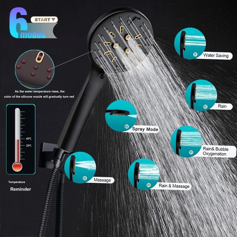 Shower Head, 10'' High Pressure Rain Shower Head with 6