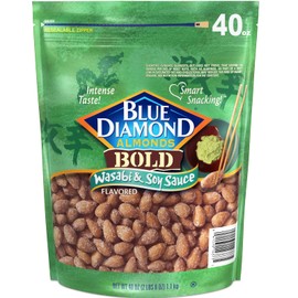 Blue Diamond Almonds Wasabi & Soy Sauce Flavored Snack Nuts, 40 Oz Resealable Bag (Pack of 1)