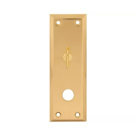 Mortise Marks Mortise Lock Escutcheon Brass US3 2-1/4" X 7" Knob Hole And Thumb Turn