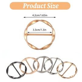 Pack of 5 Metal T Shirt Clips Scarf Ring Clip Round Buckle Ring Buckle Gold Clothing Buckle Women's Fashionable Silk Scarf Ring Clip Buckle Tie Clips for Women for Loose T Shirt Scarf