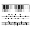 Captive Decals Barrette Birds Piano Keys 6 pcs 4 Inch Black Fused Glass Decals