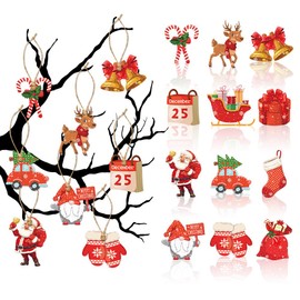 (24-piece set) Christmas Ornaments, Christmas Tree, Ornaments, Bell, Santa Claus, Reindeer, Christmas Miscellaneous Goods, Blending Elements, Hanging, Decorative, Wall Decoration, Stylish, Cute, Small