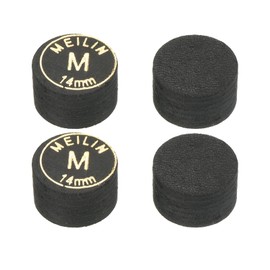 M METERXITY 4pcs Pool Cue Tips Laminated Pool Cue Tips Medium Multilayer Faux Leather Pool Cue Snooker 14mm Diameter Black