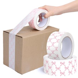 Whaline 109 Yard Pink Bow Packing Tapes Coquette Bowknot Decorative Gift Wrapping Tape for Small Business DIY Crafts Box Carton Decor