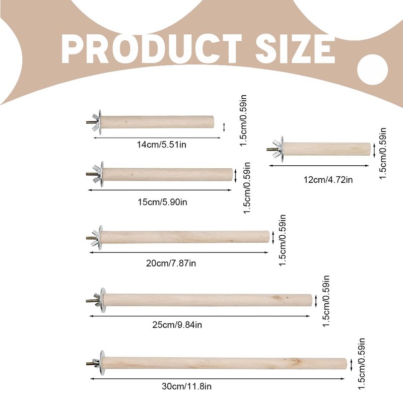 ZENQARI Perch for Birds, Pack of 6 Perches Birds, Seat