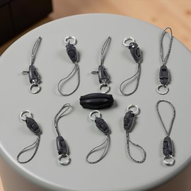 10Pcs/lot Black Detachable Buckle Mobile Phone Accessories Pendant Buckle Small Sling Anti-Lost Lanyard Cords Hanging Head Keychains Hooks, Fasteners