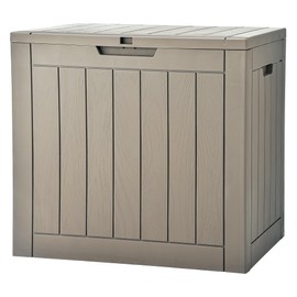 DWVO 30 Gallon Outdoor Storage Deck Box, Resin Patio Storage for Gardening Tools, Pool floats, Patio Cushions, Waterproof and Lockable (Light Brown)