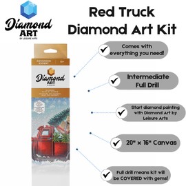 DIAMOND ART BY LEISURE ARTS Diamond Painting Kits for Adults 20"x16" Intermediate Red Truck, Full Drill, Diamond Art Kits, Dimond Art, Diamond Art for Adults, Diamond Art Kit