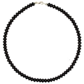 7079 Onyx Jewellery Necklace Onyx Lenses Size Approx. 8 mm Clasp 925 Sterling Silver, Gemstone, Onyx