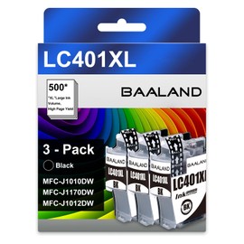 LC401XL Black MFC-J1010DW Ink Cartridges Replace for Brother Printer LC401 Ink LC401XLBK (2.5 x LC401BK Standard Page Yield) High Yield 3-Pack for Brother MFC-J1010DW MFC-J1012DW MFC-J1170DW