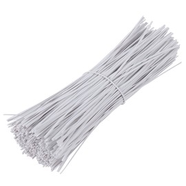 OUNONA Vinyl Tie, Wire Tie, For Gardening, Wrapping, Binding and Packaging, White, Soft, Large Capacity, 500 Pieces, 5.9 inches (15 cm), Plastic, Wire Included, Packaging Supplies, Bundling, Vinyl