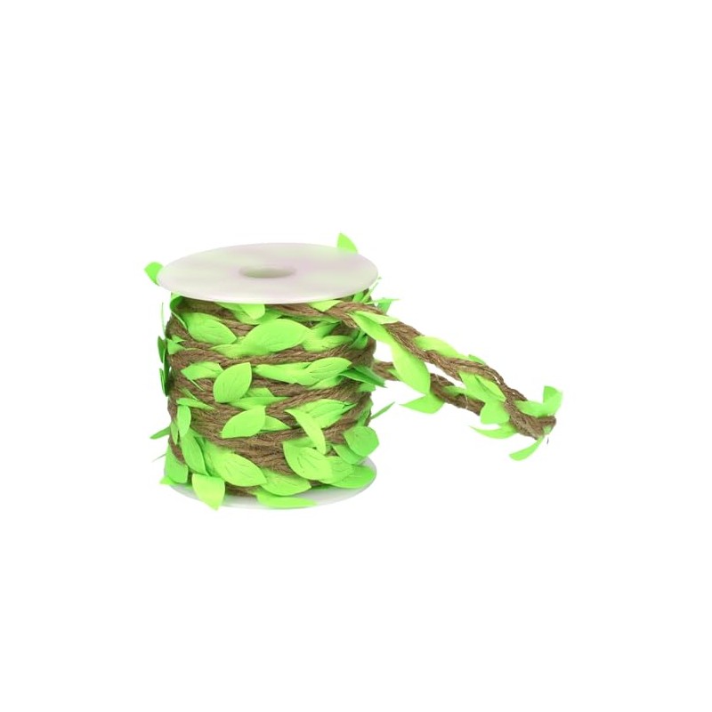 Natural Jute Twine with Green Leaf Ribbon – 33ft Decorative