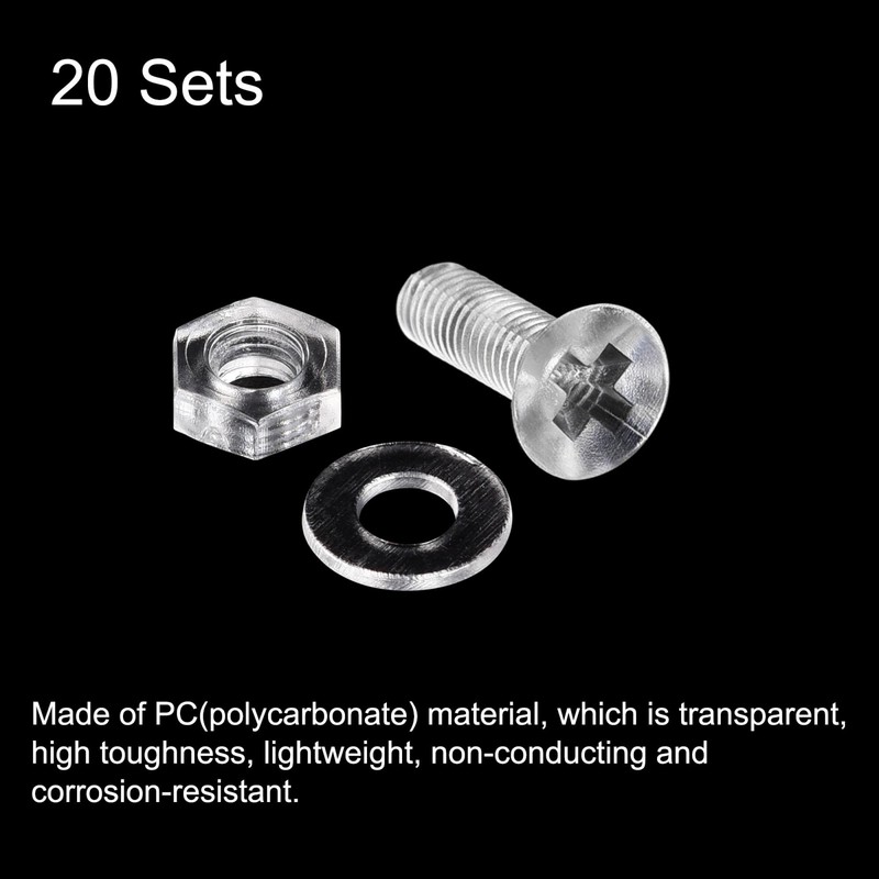 sourcing map M3 x 10mm Plastic Phillips Machine Screws with