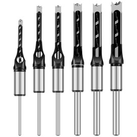 Abizarch 6Pcs Square Hole Drill Bits High Speed Steel Mortising Chisel Drill Bit High Hardness Woodworking Hole Saw Drill Bit Set with 1/4inch 5/16inch 3/8inch 1/2inch 5/8inch 9/16inch for Wood ZHAZHA