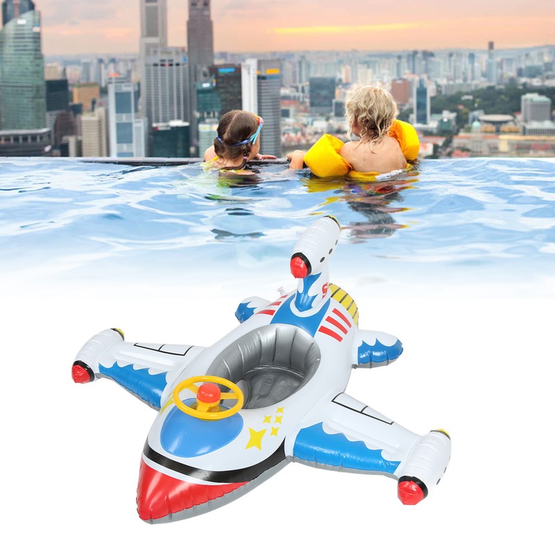Inflatable Airplane Swimming Ring Inflated Plane Swim Float Seat with