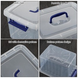 Guankan 12 Liter Lidded Storage Bin with Handle, Latching Storage Box, Plastic Clear Tote Bin Set of 1