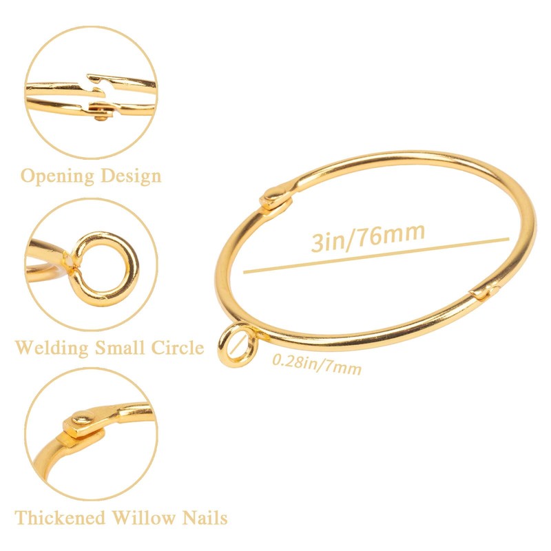 Openable Curtain Rings with Eyelet,24PCS Curtain Rings,Drapes Rings 76mm Interior