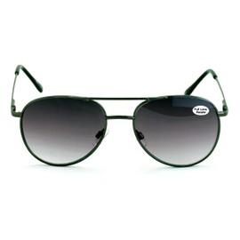 V.W.E. Metal Tinted Reading SunGlasses - Spring Hinge Tear Drop Full Lens Reader (Black Tinted Reader, 2.00)