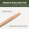 Muso Wood Wooden French Rolling Pin For Baking, Beech Wood