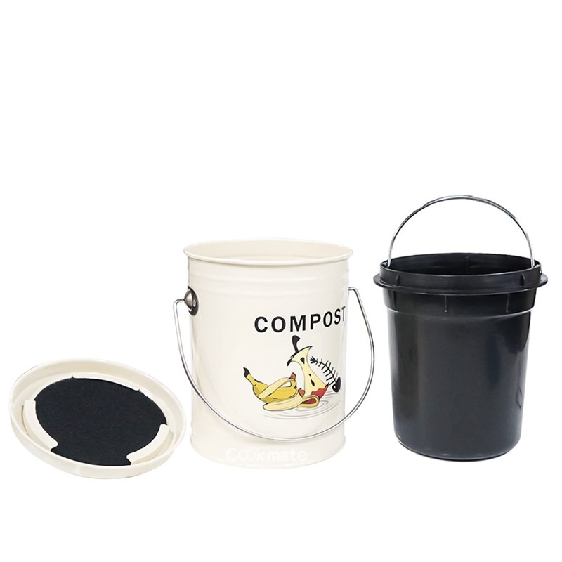 SOTECH Round Compost Bin Kitchen Garbage Can for Kitchen Counter