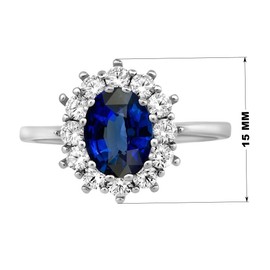 SILVEGO Princess Kate Women's Ring 925 Sterling Silver with Synthetic Sapphire Ring, Silver