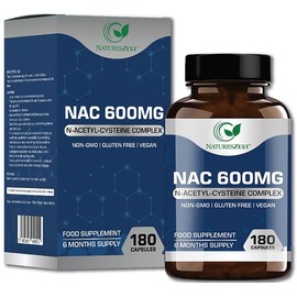 NAC N-Acetyl-Cysteine 600mg, 180 Vegan Capsules - 6-Month Supply, High Bioavailability NAC Supplement, Glutathione Support, Non-GMO, Gluten-Free, Immune Health for Men & Women