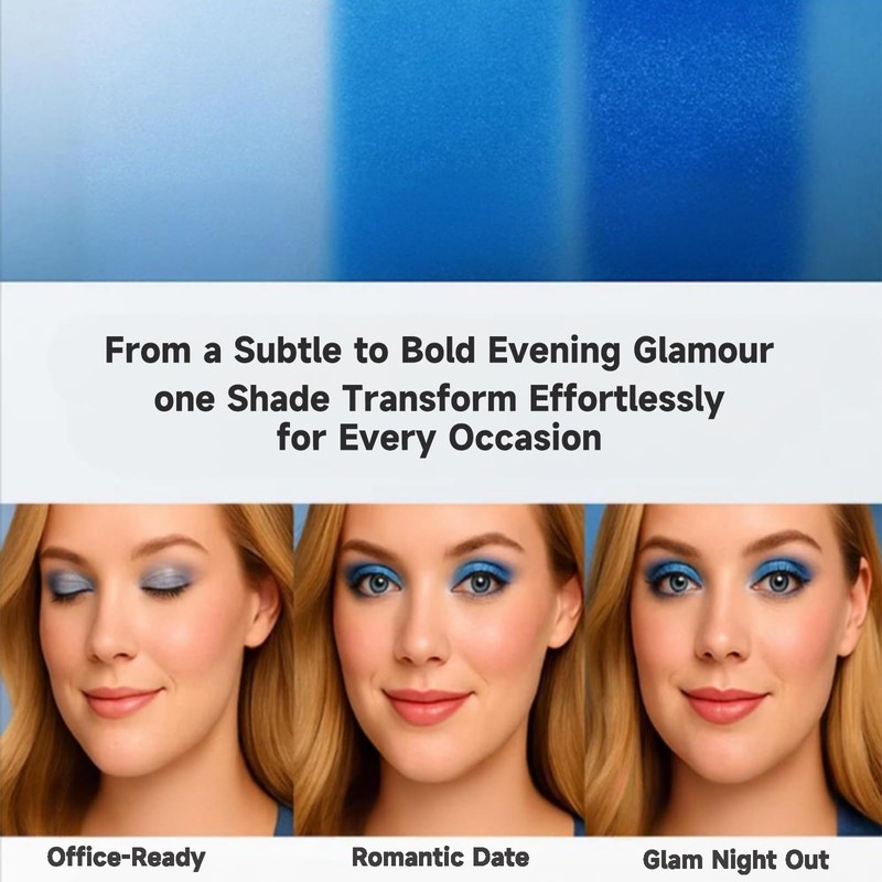 Blue Shimmer Powder Eyeshadow Single, Compact With Sponge-Tip Applicator