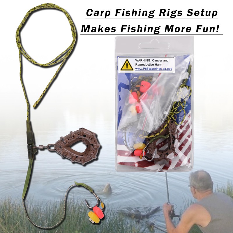 Carp Fishing Rigs Kit Carp Hair Rigs with Carp Sinker