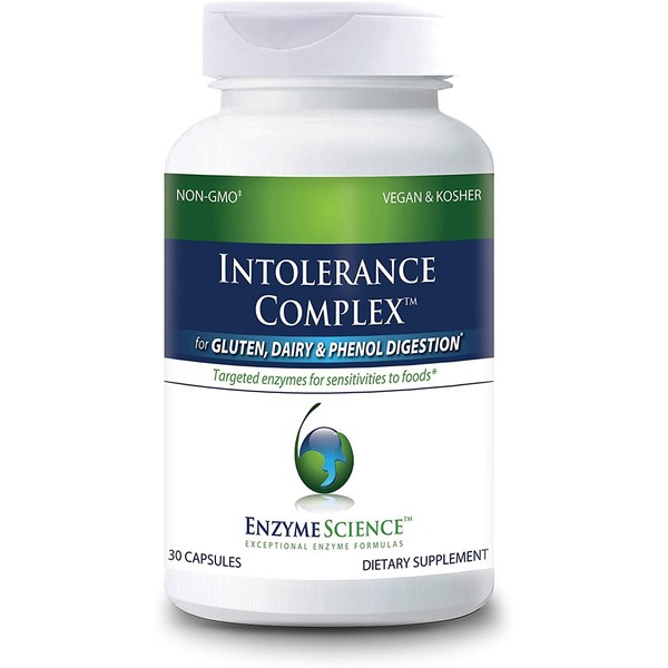 Enzyme Science™ Intolerance Complex™, 30 Capsules – Comprehensive Support for Common Digestive Sensitivities–Gluten, Casein, Phenol Sensitivities, and Complex Carbohydrates Intolerance Relief