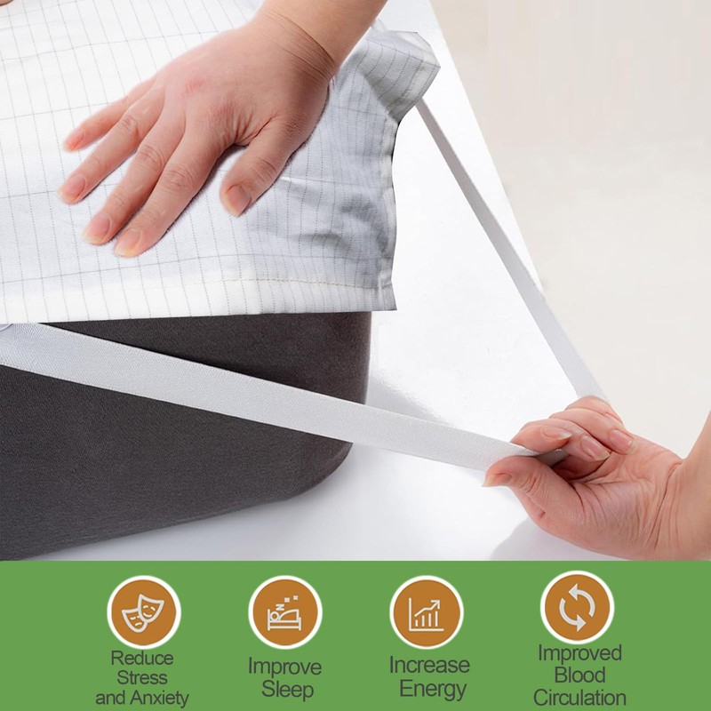 RIQINXIN Grounding Bed Sheet, Silver Fibre Grounding Mat, Breathable Grounding