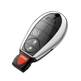 Tukellen for Dodge Key Fob Cover,Special Soft TPU Key Case Cover Protector Compatible with 2013-2018 Ram Grand Caravan Charger Challenger Durango Journey Magnum Remote/Smart Key,Key Shell-Silver