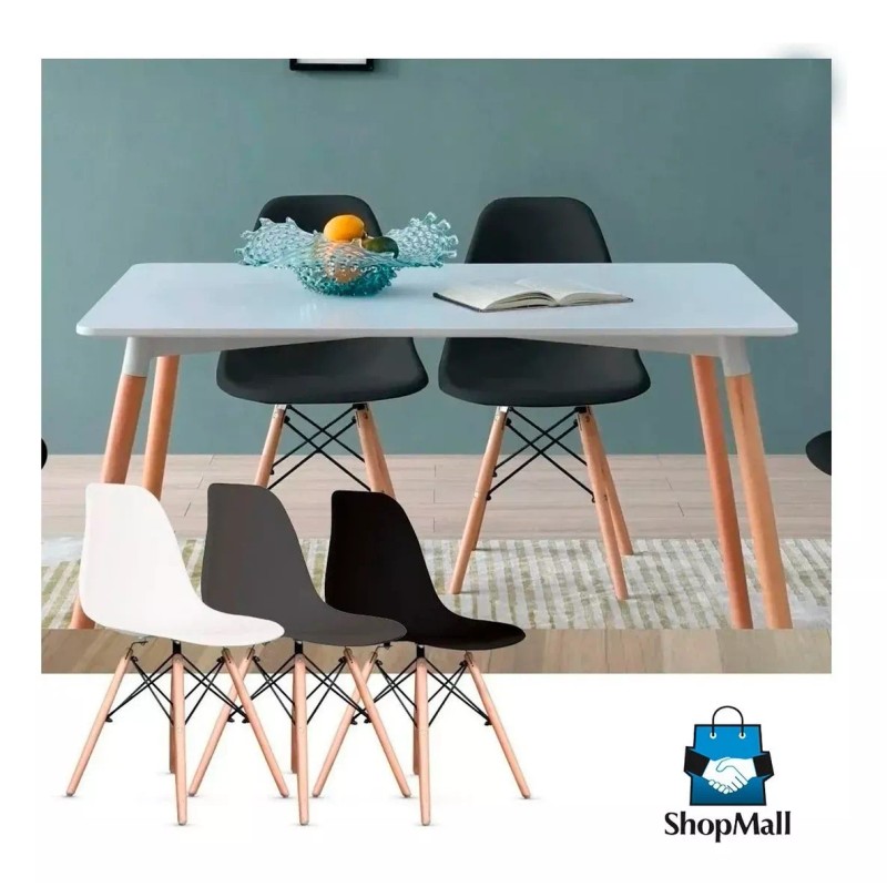 ShopMall Set De 4 Sillas Eames Modernas Minimalistas Casa -