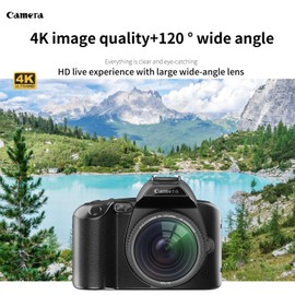 Yunir Digital Camera, 4K 64MP 3Inch HD IPS 16X Night Vision WIFI 120 Degree Color Display Digital Zoom Wide Angle Camera, with Fill Light, for Photography