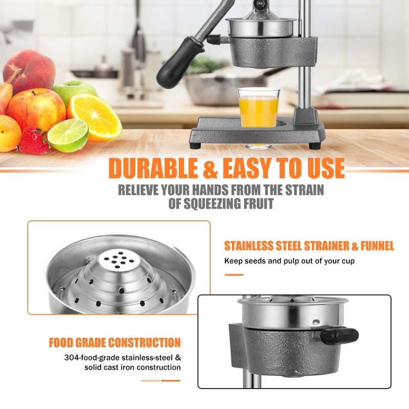 Gowintech Commercial Heavy Duty Cast Iron Hand Press Manual Orange