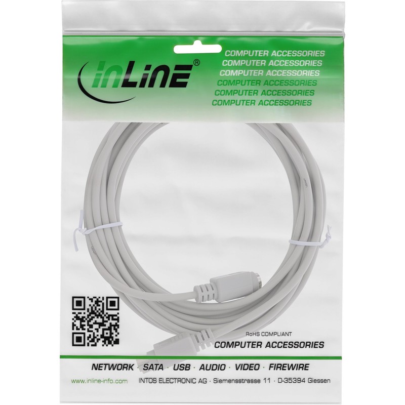 InLine® PS/2 cable, InLine®, M/F, beige, 5m