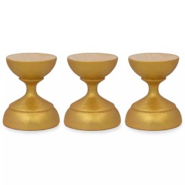BESTPYSANKY Set of 3 Metallic Gold Wooden Ukrainian Egg Sphere Stand... r Display 1.6 Inches